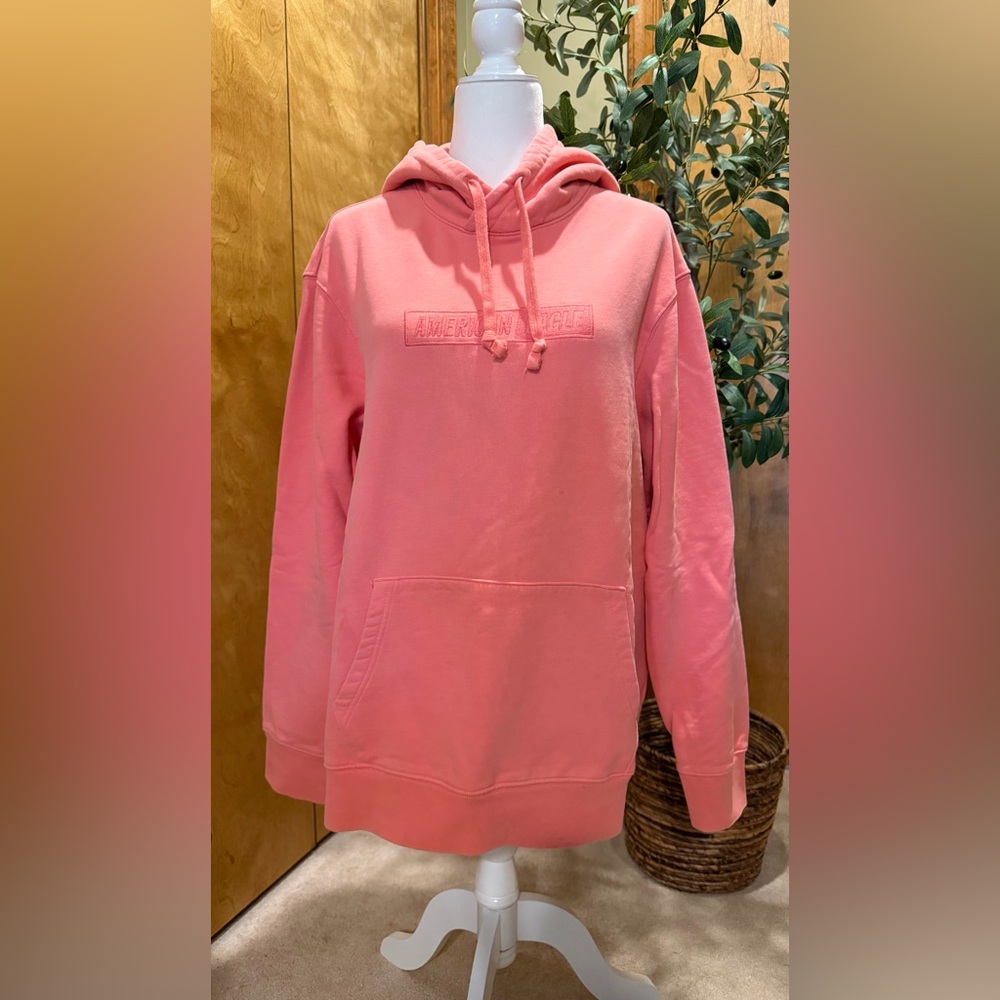 American Eagle Outfitters Women’s Large Fleece Pullover Hoodie Melon Pink Orange